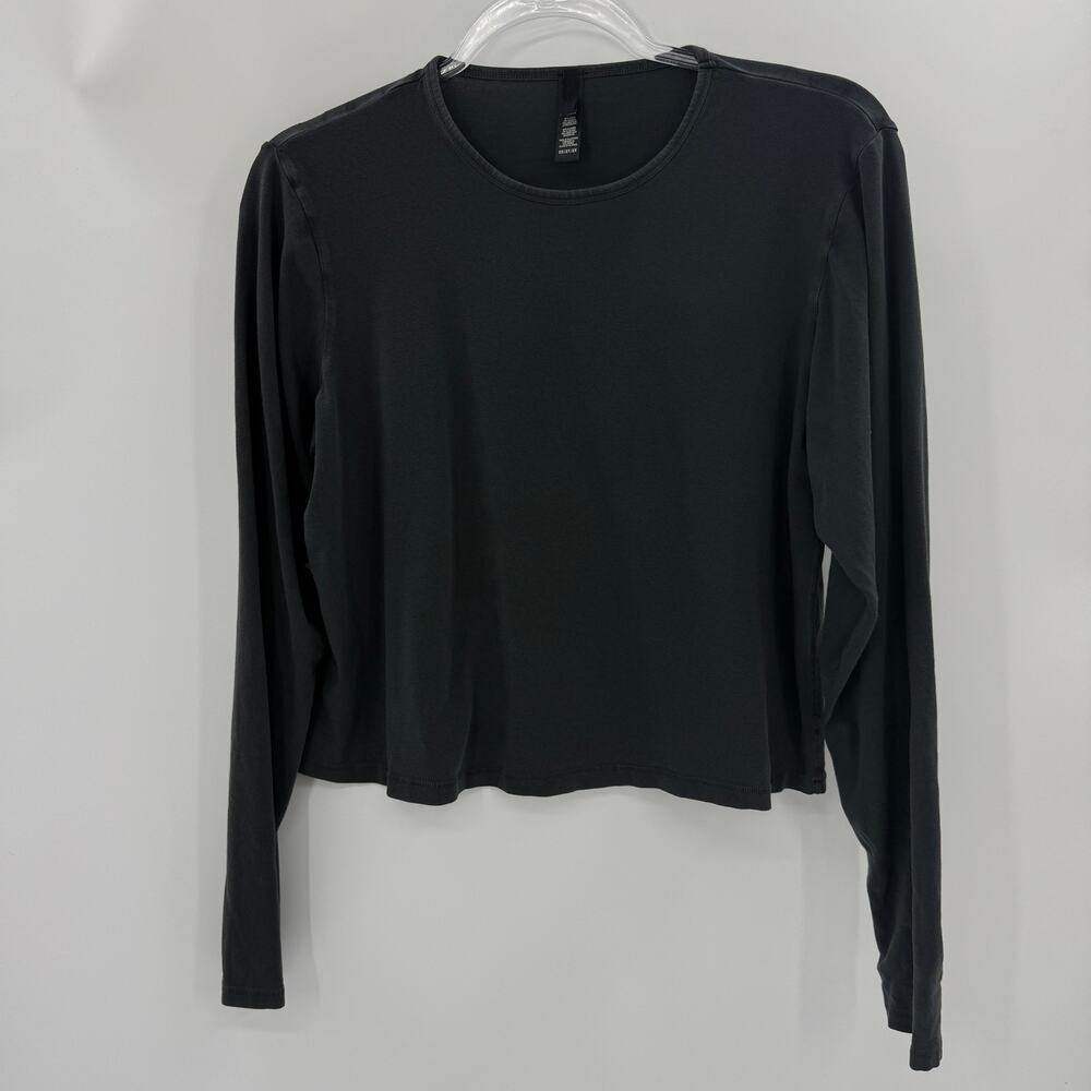 SKIMS Cropped Long Sleeve Shirt Womens Size 2X Cotton Blend Fitted Lounge Grey